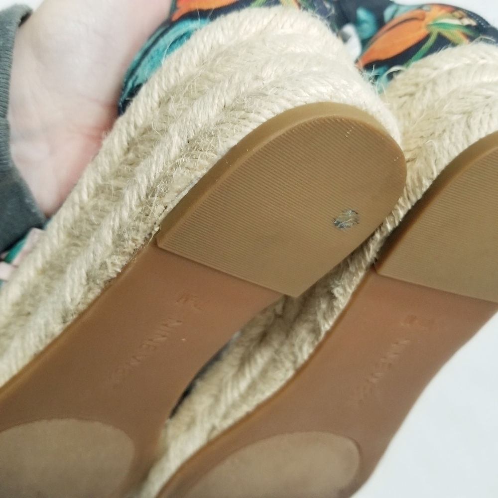 Nine West Allegro Bow 3 Strap Floral Espadrilles worn 1x wedge size 7.5 - Picture 9 of 15